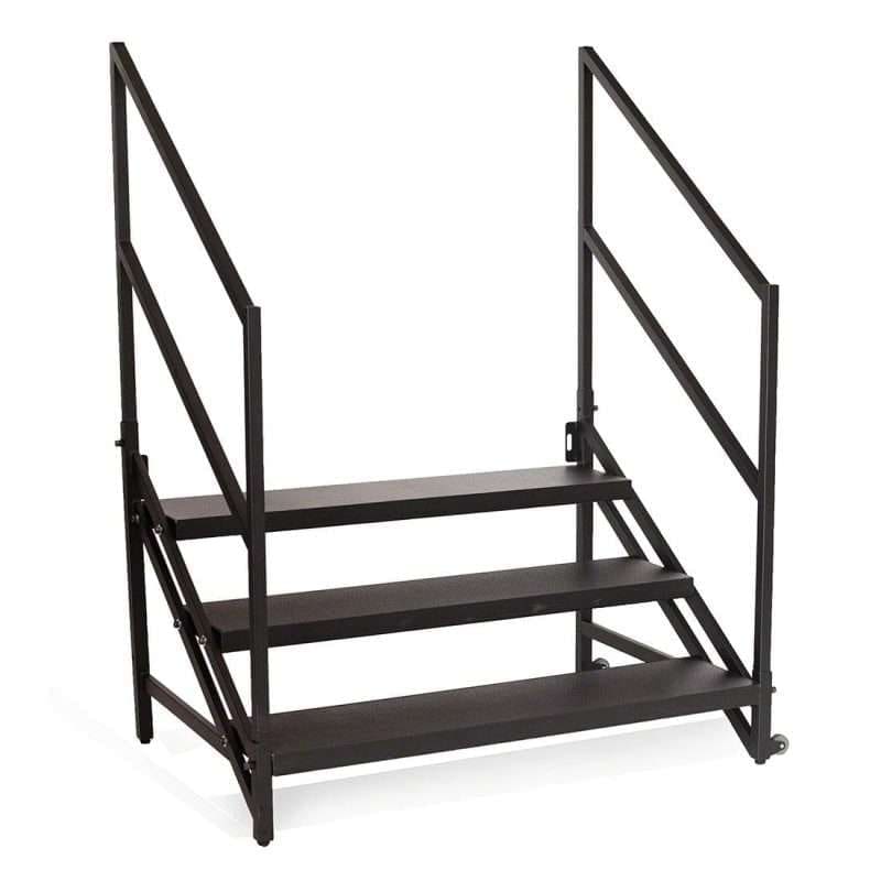 STAIR3.jpg - Intellistage Stage Stairs with Wheels and Handrails for 80cm high stages