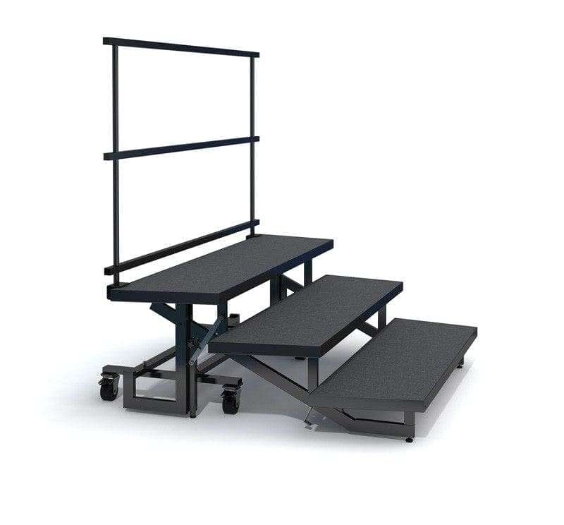 3-TIER WEDGED FOLDING CHORAL RISER with GUARDRAIL