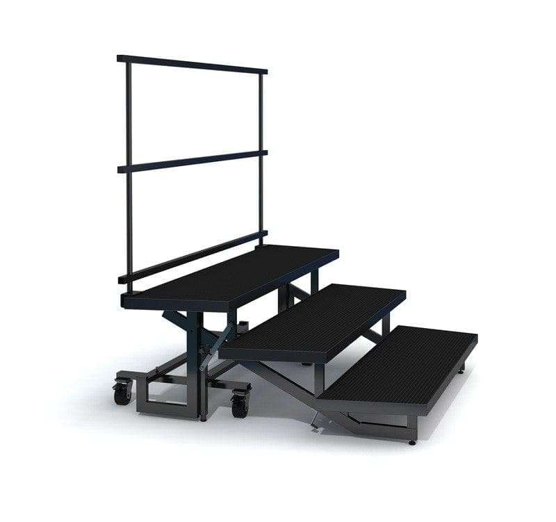 3-TIER WEDGED FOLDING CHORAL RISER with GUARDRAIL