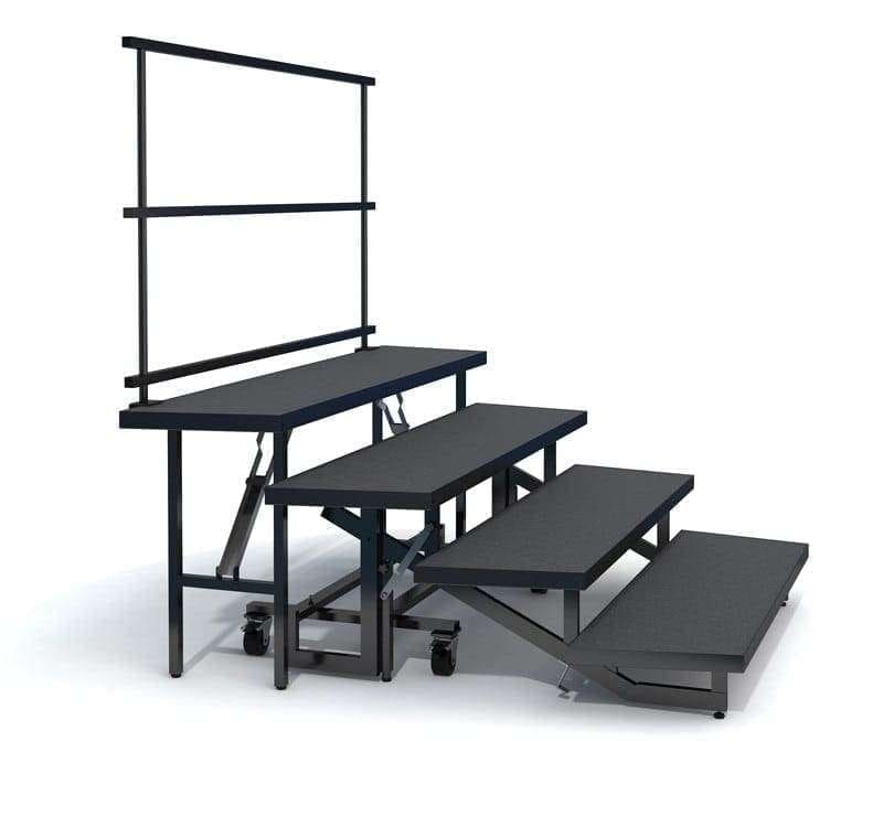 4-TIER WEDGED FOLDING CHORAL RISER with GUARDRAIL
