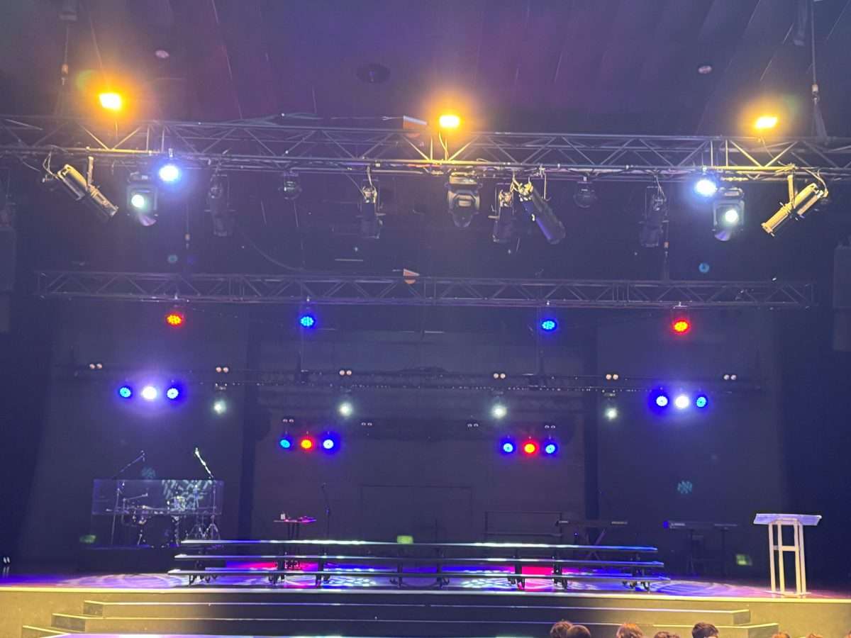 Staging 101 standing choir risers connected